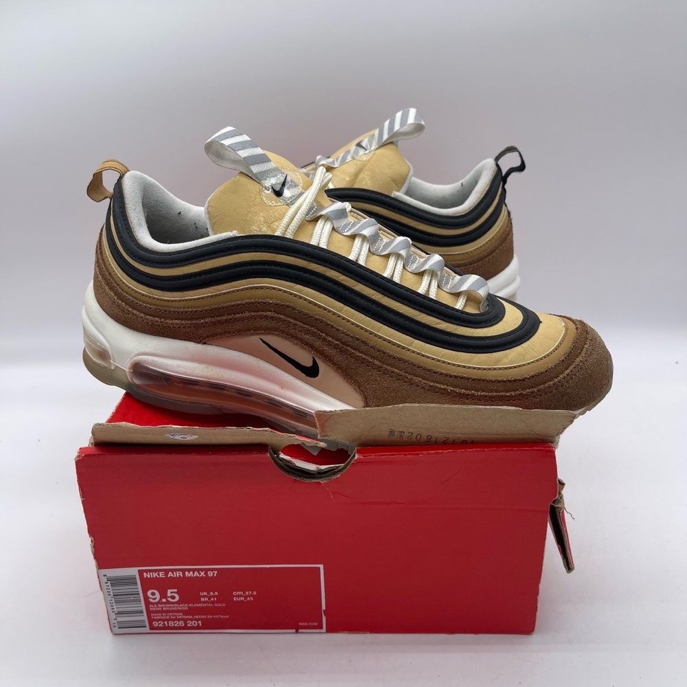 Nike 921826-201 Air Max 97‎ Men's Size 9.5 Running Shoes Unboxed Tan Brown Black